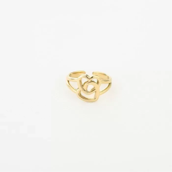 Ring dubbel hart - Goud