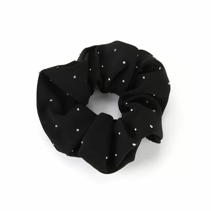 Scrunchie met strass steentjes zwart