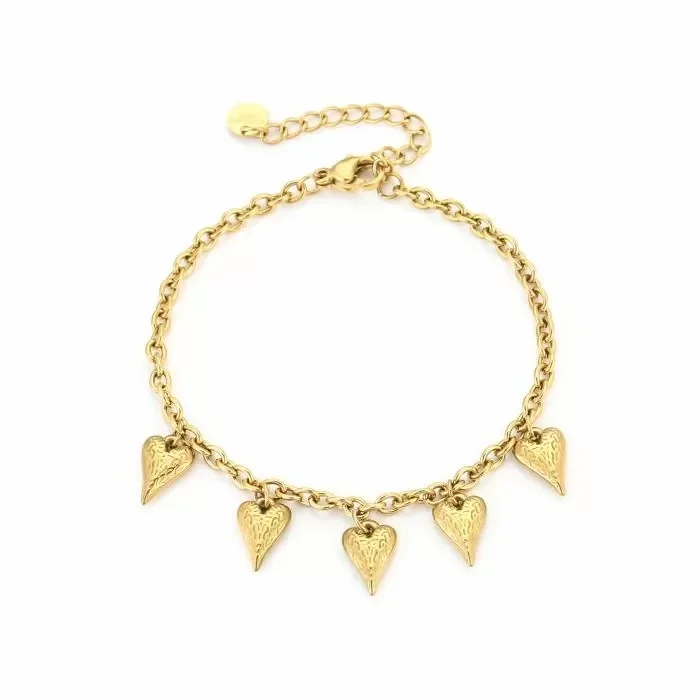Bedelarmband hartjes goud