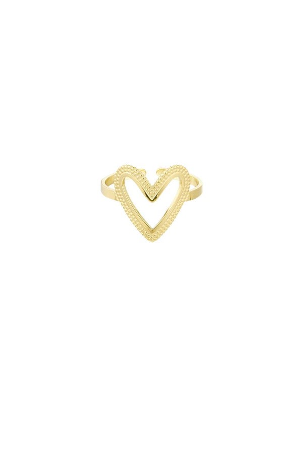 Ring hartje met print goud
