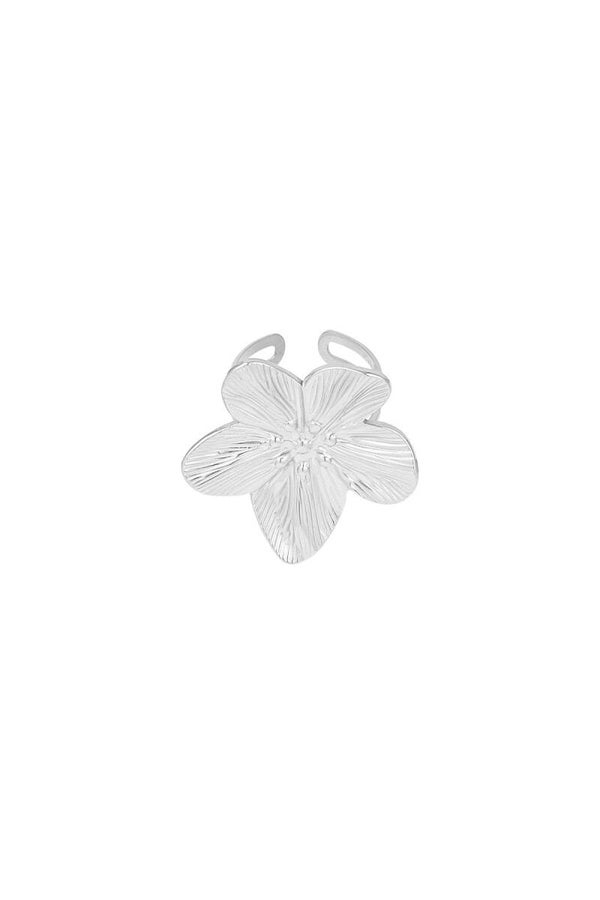 Ring grote bloem zilver