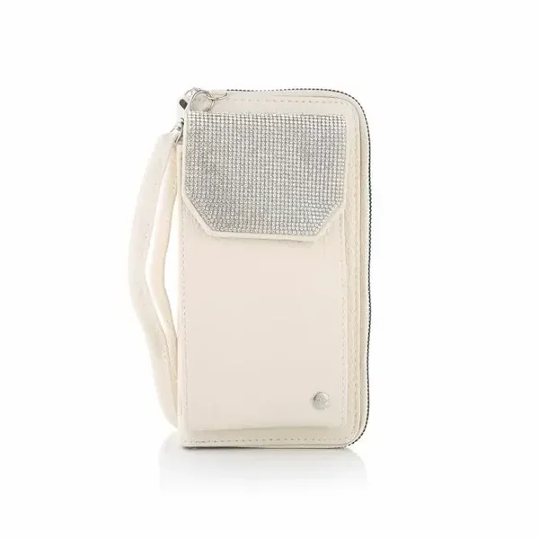 Sparkling telefoontasje met portemonnee beige
