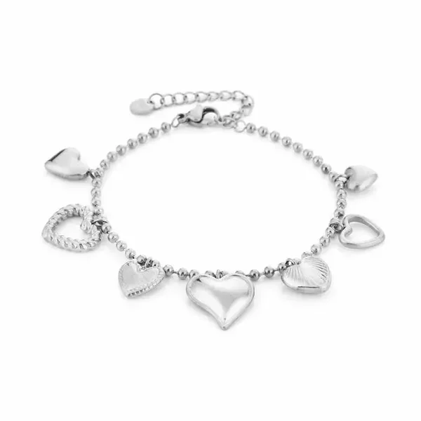 Bedelarmband hartjes - Zilver