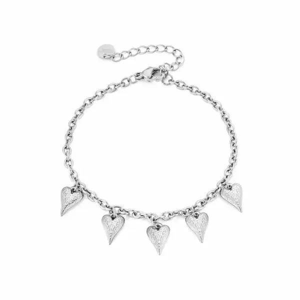 Bedelarmband hartjes - Zilver