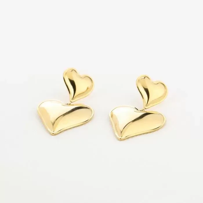 Oorbellen dubbel hart - Goud