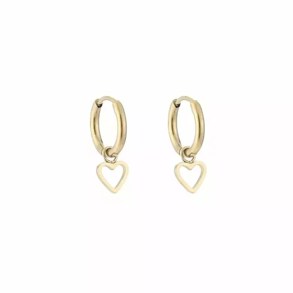 Oorbellen ring met open hartje - Goud