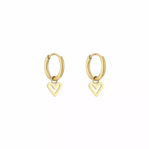 Oorbellen ring met hartje - Goud