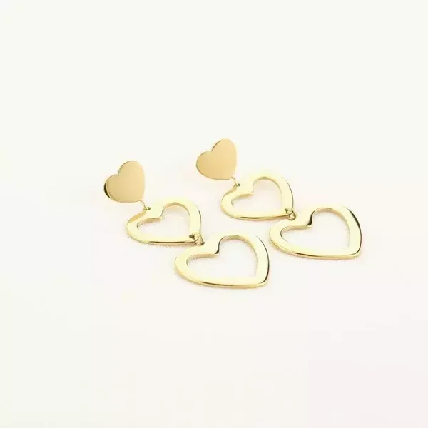 Oorbellen triple hart - Goud