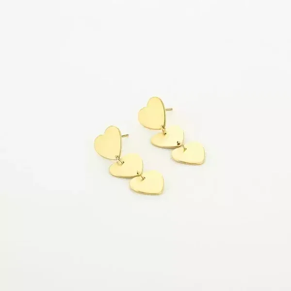 Oorbellen drie hartjes - Goud
