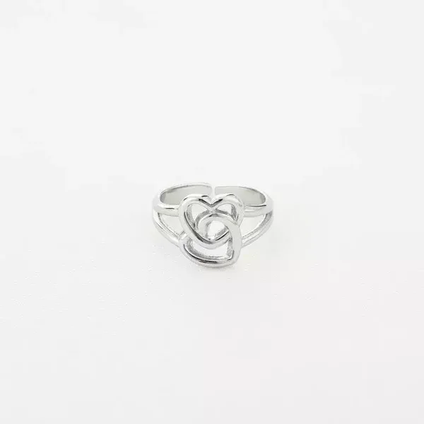 Ring dubbel hart - Zilver