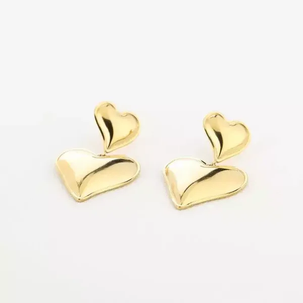 Oorbellen dubbel hart - Goud