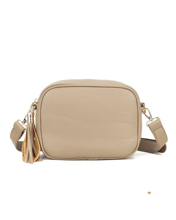 Schoudertas met franjes - Taupe/khaki