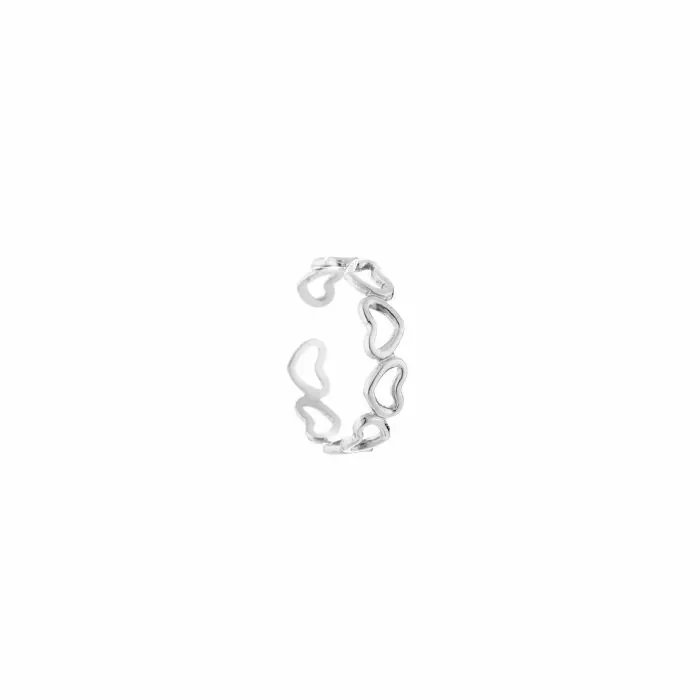 Ring open hartjes - Zilver