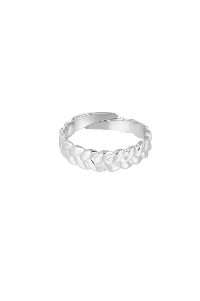 Ring dik gevlochten - Zilver