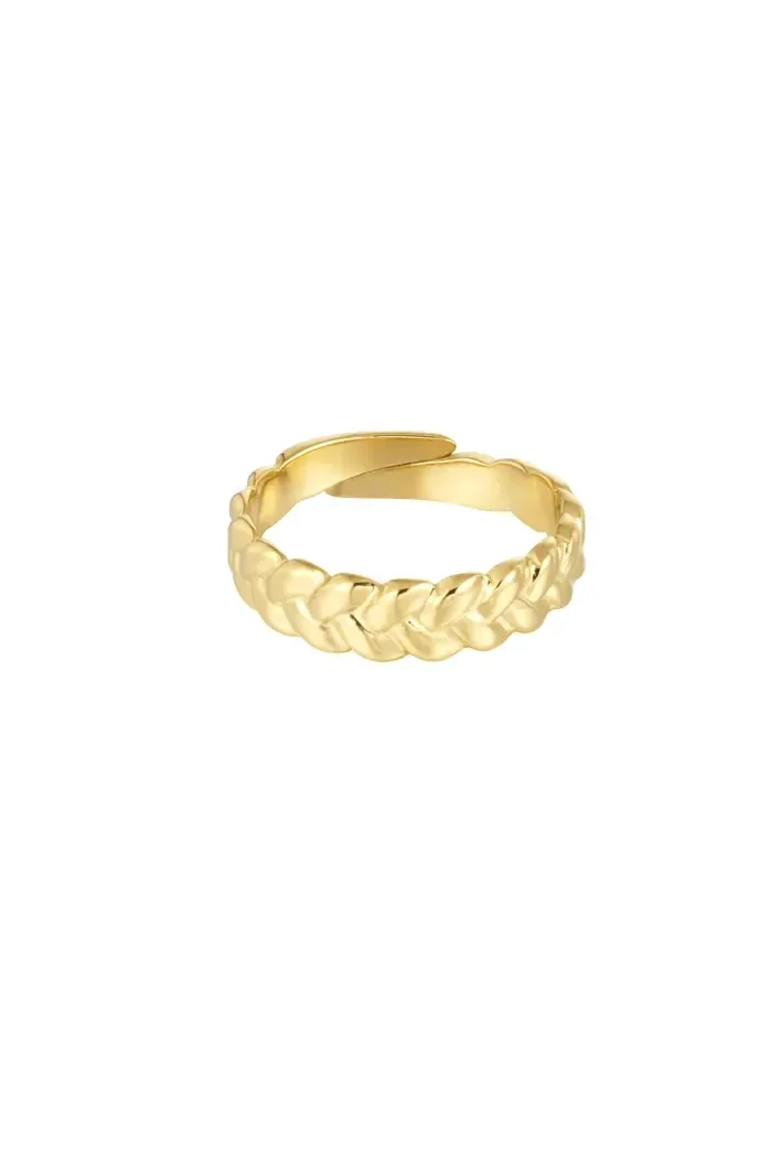 Ring dik gevlochten - Goud