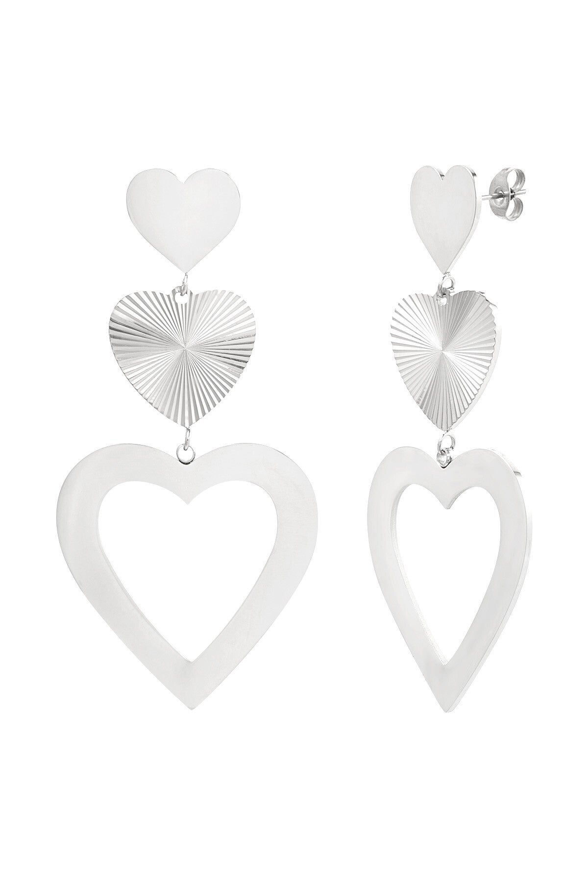 Oorbellen drie hartjes - Zilver