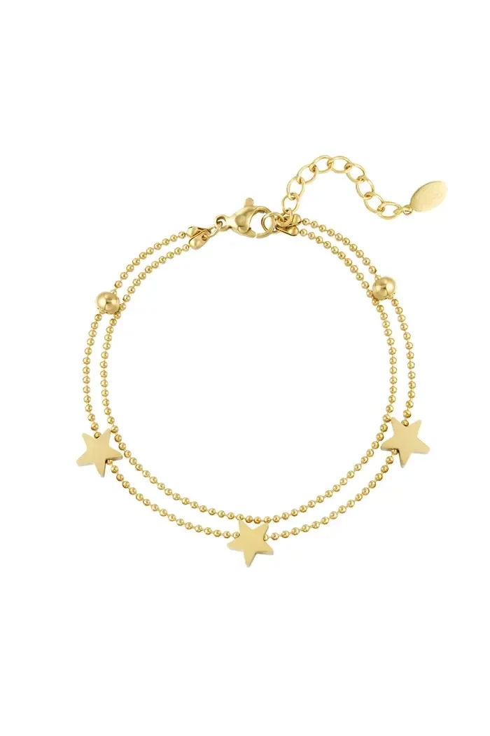 Dubbele armband sterretjes - Goud