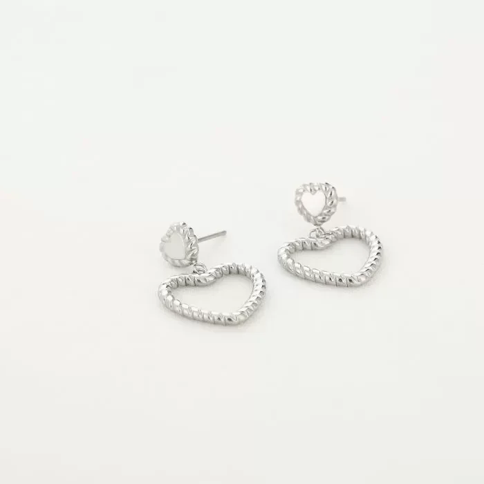 Oorbellen hartjes - Zilver