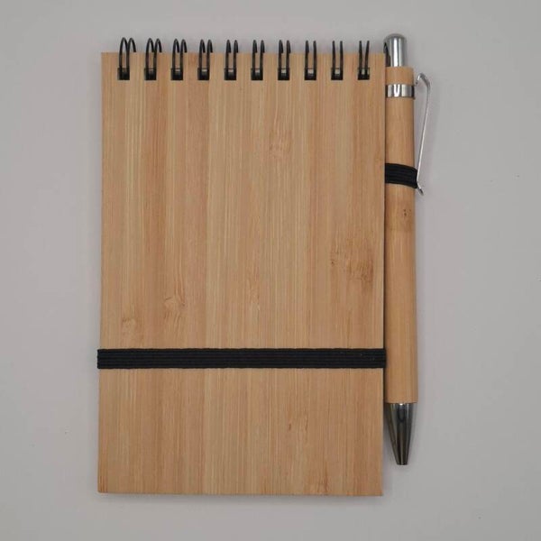 Bloc-notes en bambou avec stylo en bambou