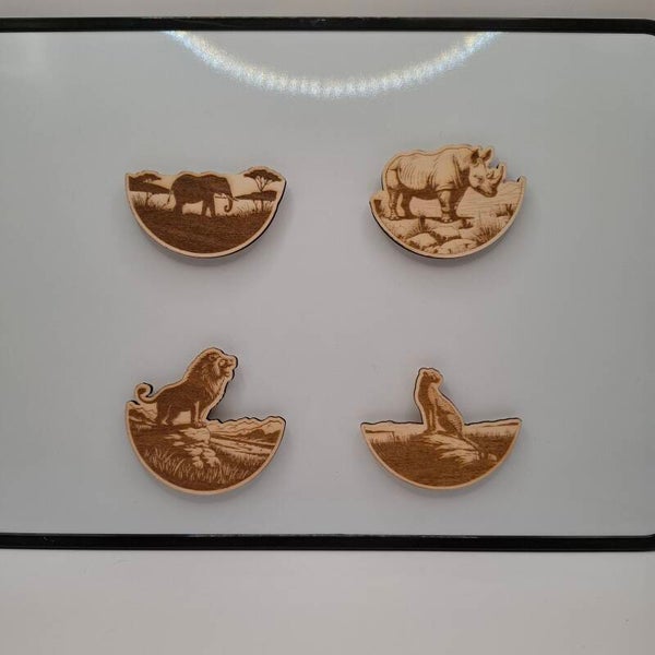 Magnet en bois 6cm - Animaux de la savane