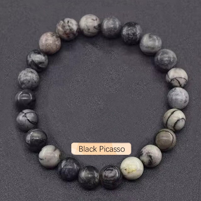 Bracelet En Pierre Naturelle Pour Femmes Black picasso