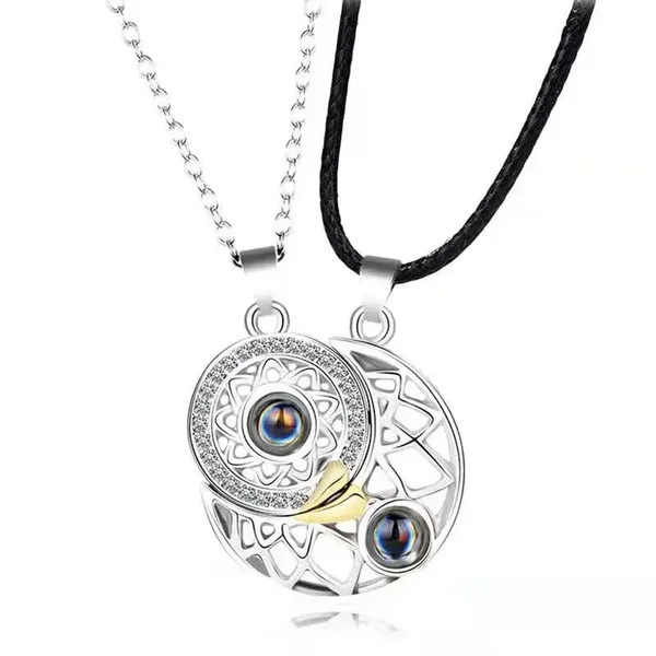 Amour Soleil Et Lune Couple Projection Collier Hommes Et Femmes
