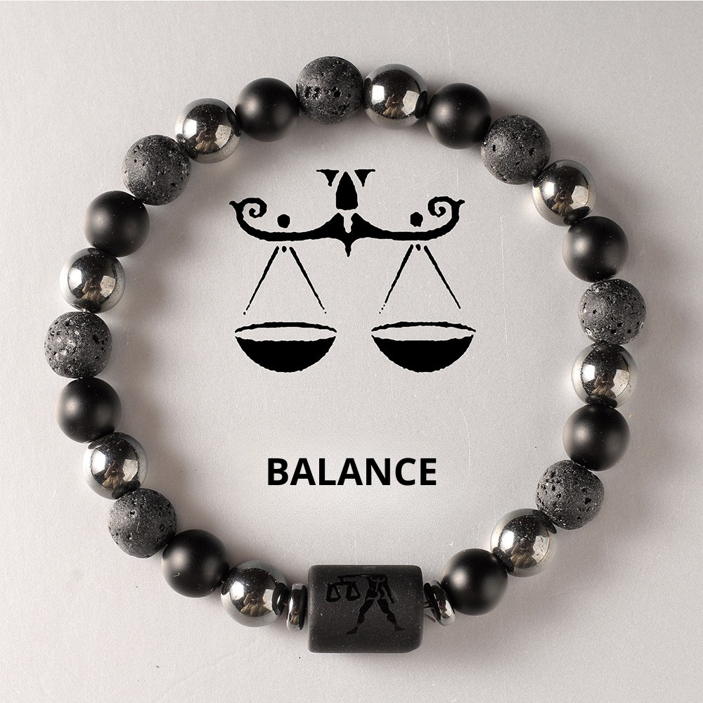 Bracelet signe astrologique pierre volcanique balance