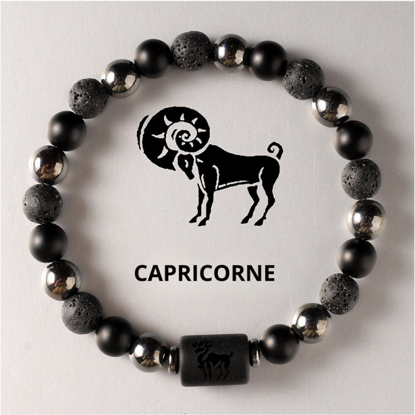 Bracelet signe astrologique pierre volcanique capricorne