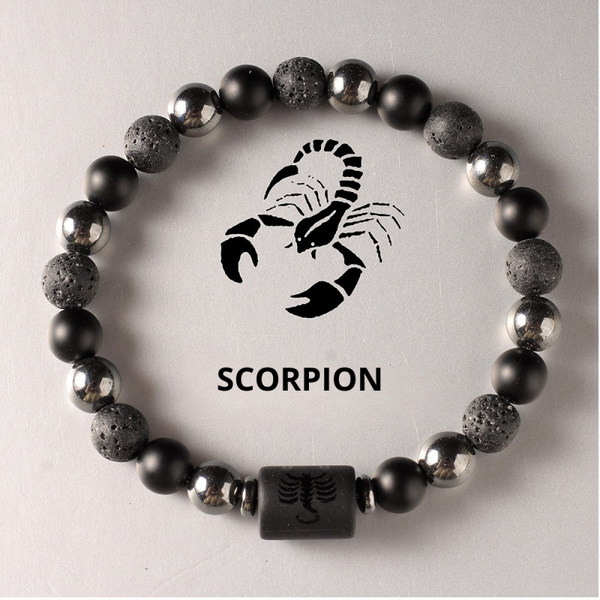 Bracelet signe astrologique pierre volcanique scorpion