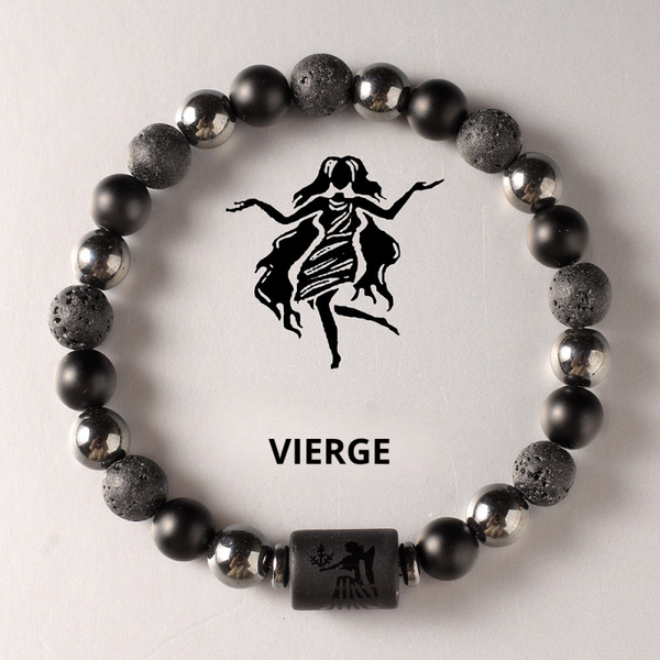 Bracelet signe astrologique pierre volcanique vierge