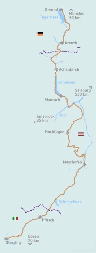 Streckenverlauf Alpenüberquerung