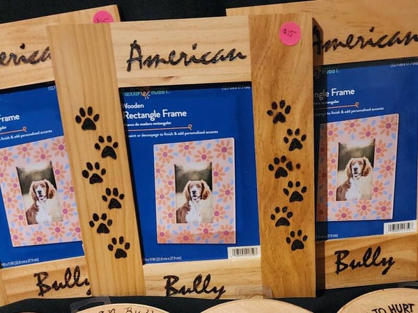 American Bully Hand Burned Photo Frame