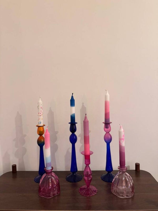 Glazen kandelaars voor dinerkaarsen