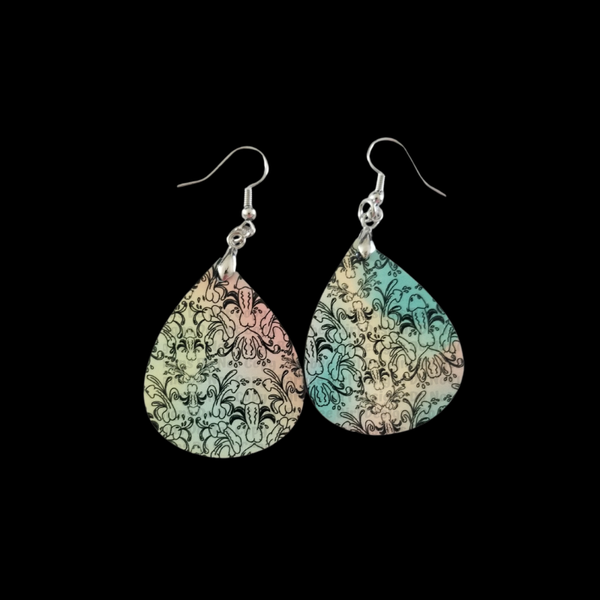 Pastel teardrop shaped hidden penis earrings