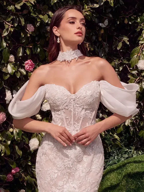 Detachable Wings Mermaid Wedding Gown