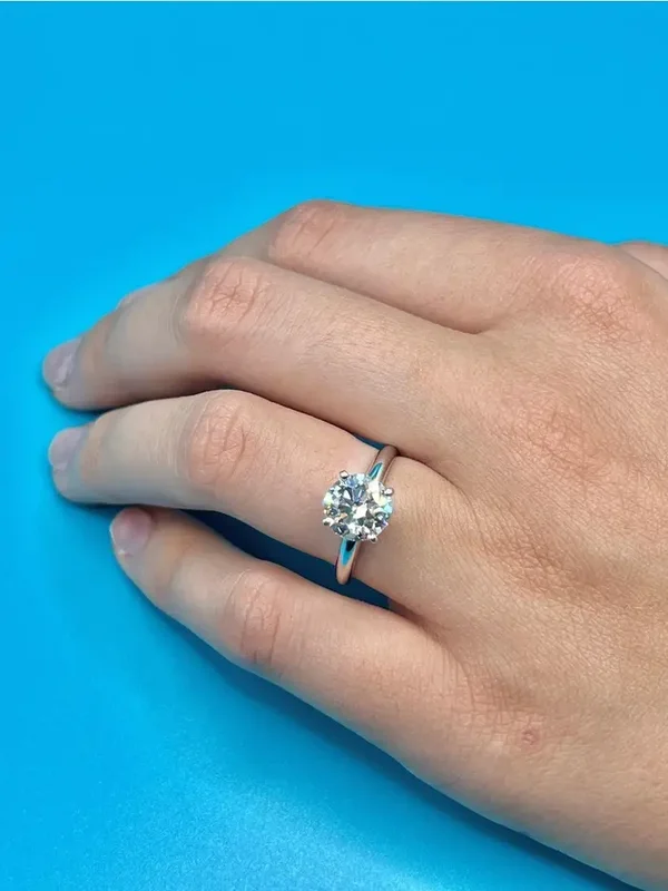 2 Ct Round Lab Grown Diamond 14K Gold Solitaire Ring