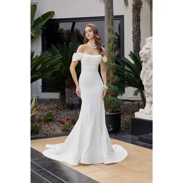 Strapless satin a line gown