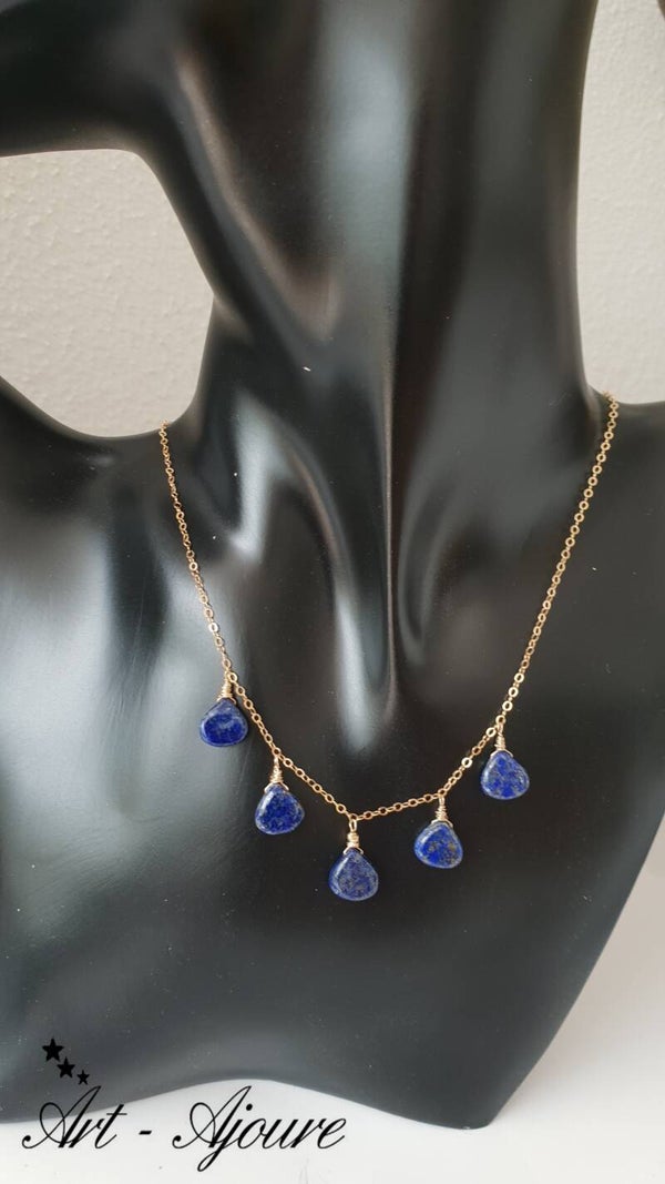 Art-Ajoure Gold fill halsketting met Lapis lazuli.