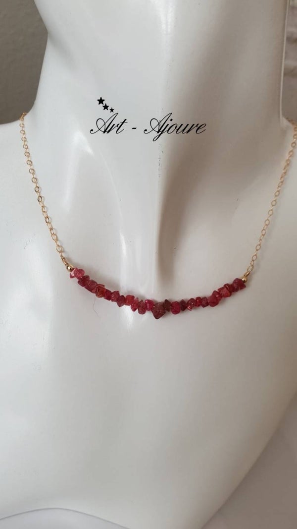 Art-Ajoure 14k Gold fill halsketting met Robijn