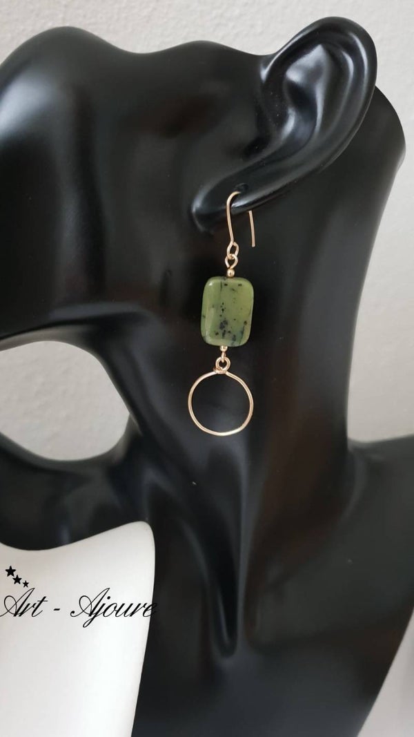 Art-Ajoure 14k Goldfill oorbellen met Jade Nefriet.
