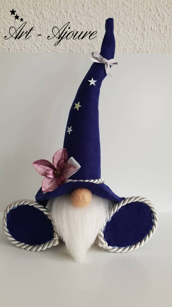 Art-Ajoure handgemaakte wollen Kerstkabouter 30 cm violet