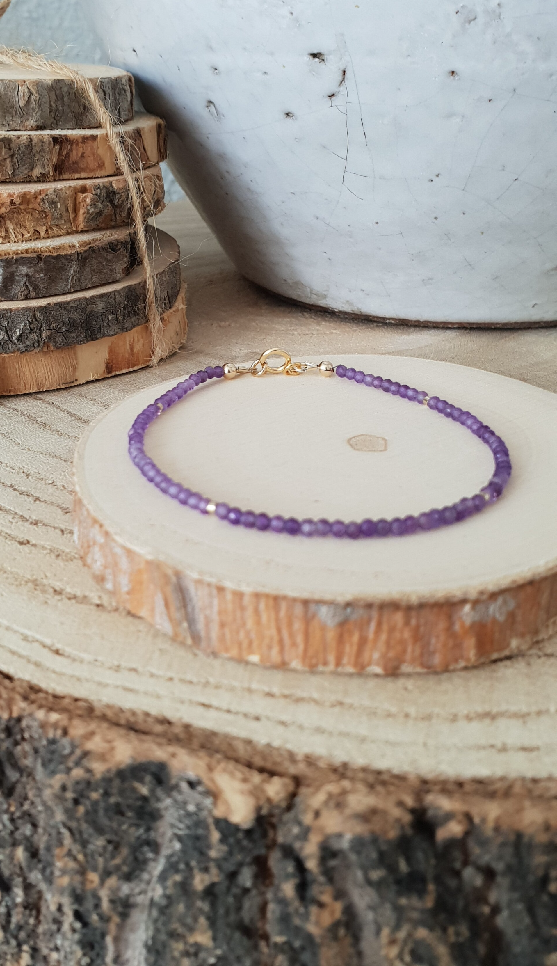 Art-Ajoure 14k gold fill armband met Amethyst.