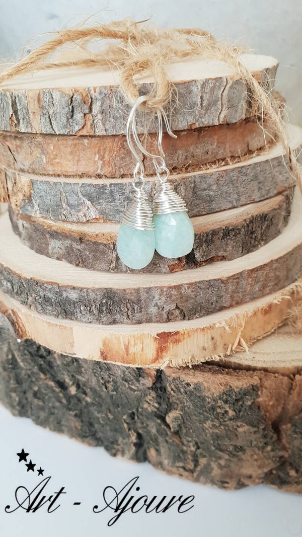 Art-Ajoure 925 Sterling zilver oorbellen met Amazoniet