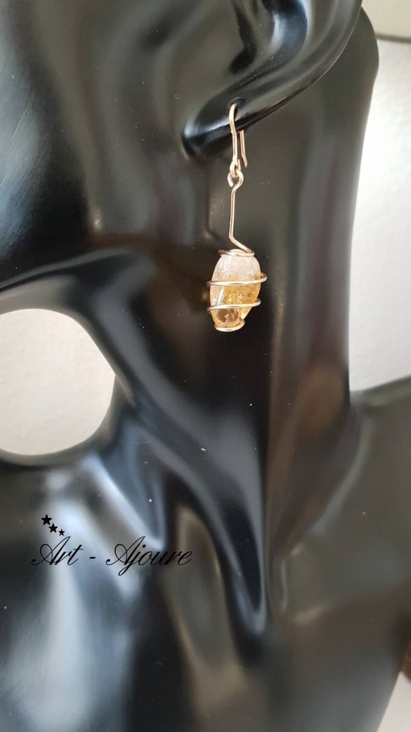 Art-Ajoure 14k  gold filled  oorbellen met Citrien edelsteen.
