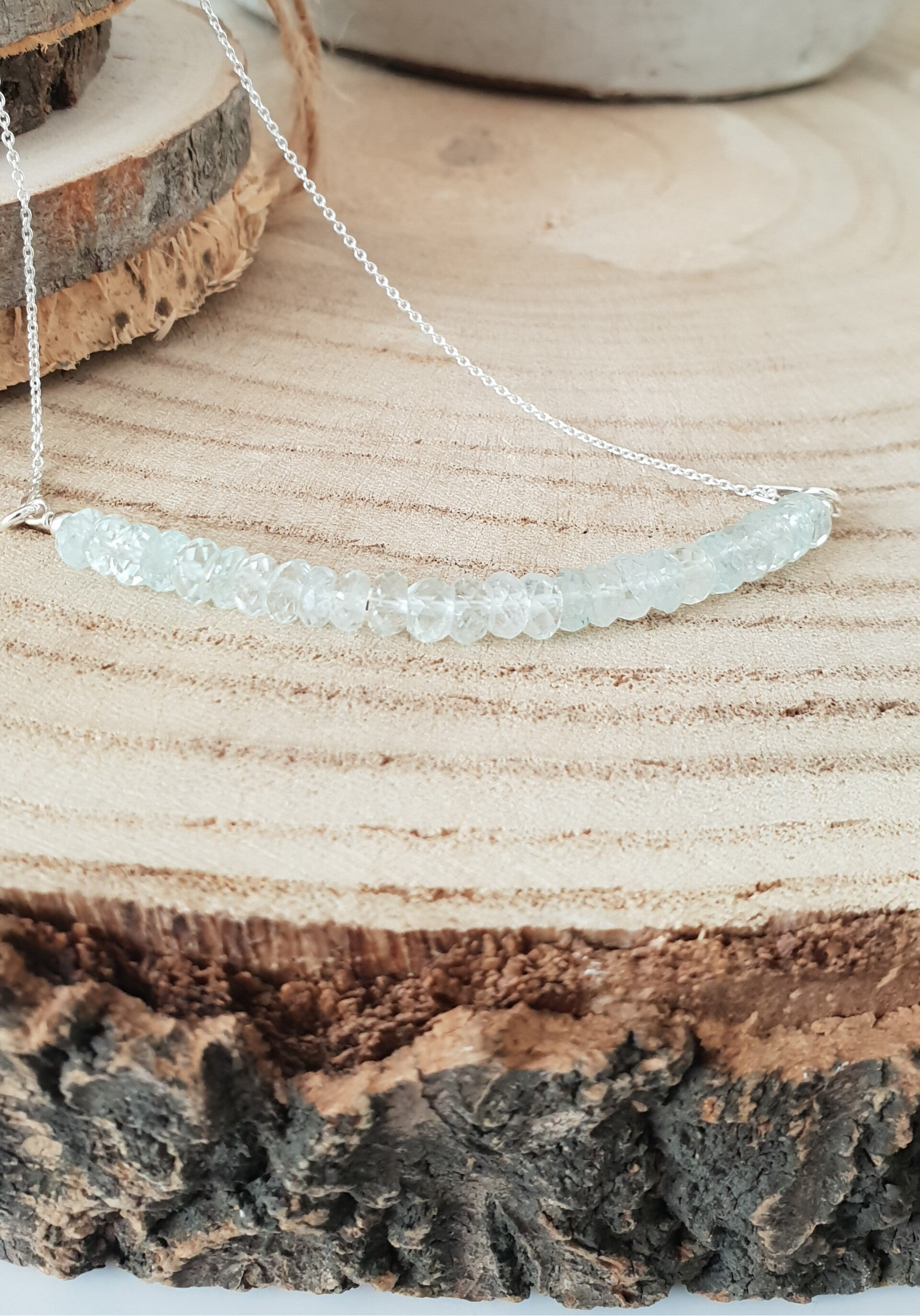 Art-Ajoure 925 Sterling zilver halsketting met Aquamarijn.