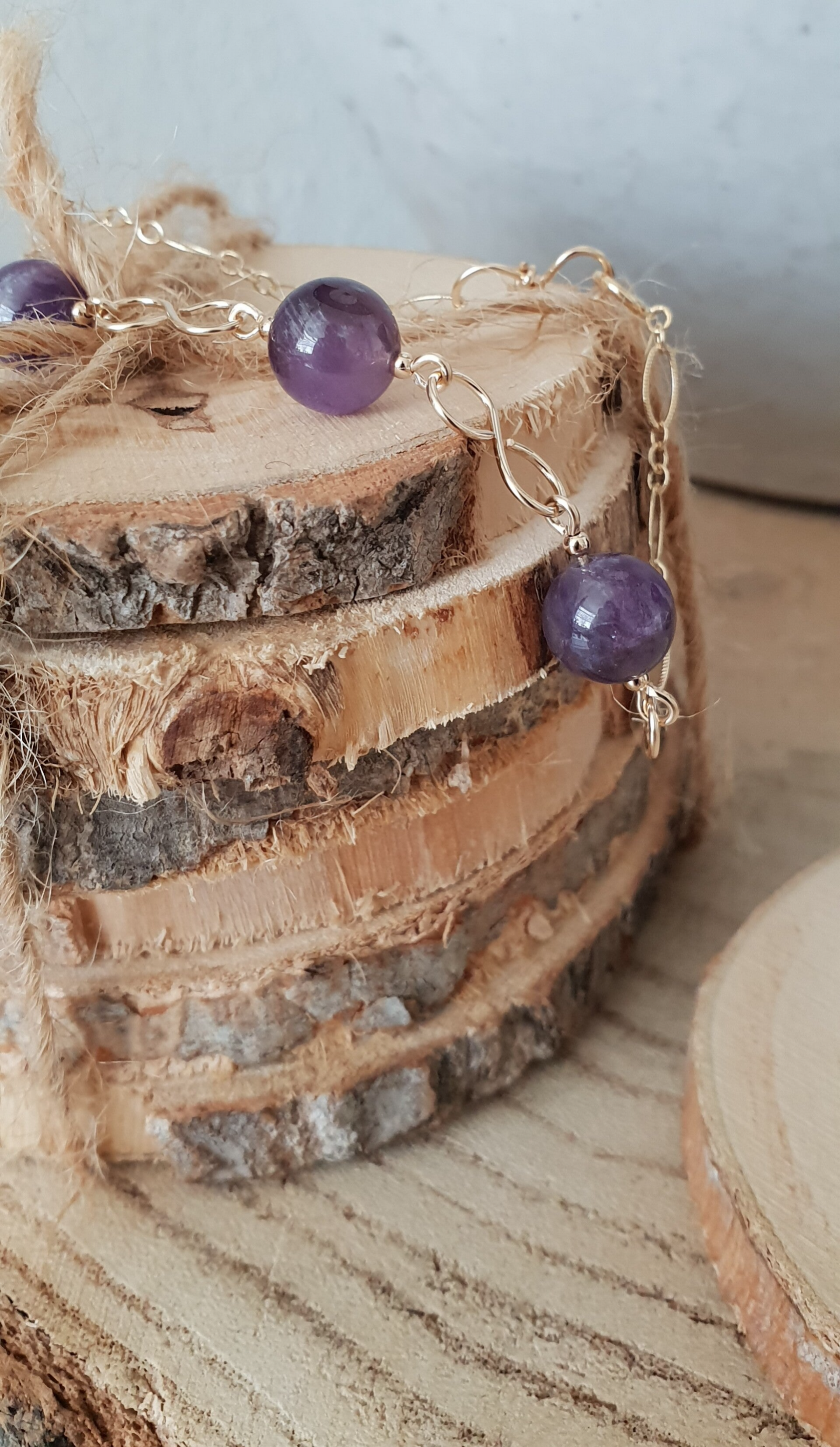 Art-Ajoure 14k gold fill armband met Amethyst.