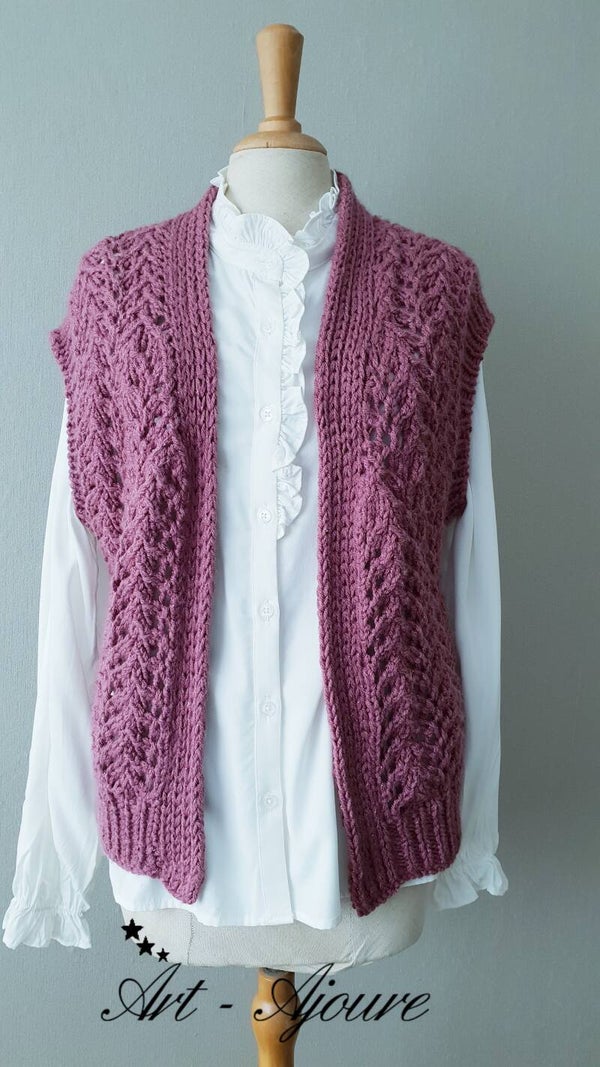 Art-Ajoure handgebreide gilet maat S