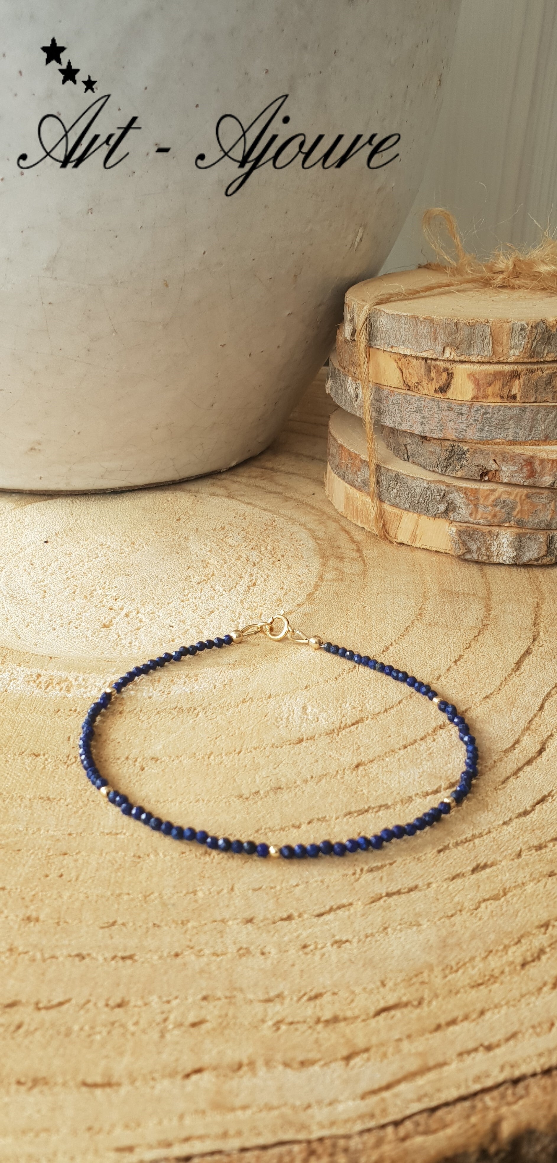 Art-Ajoure 14k Gold fill armband met Lapis Lazuli