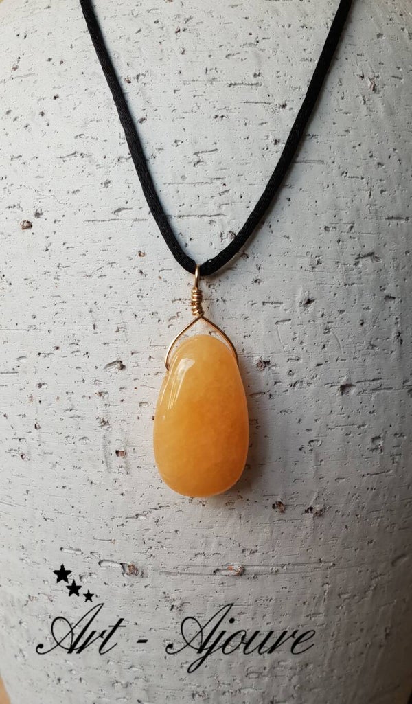 Art-Ajoure14k Gold fill handgemaakte hanger met gele Calciet