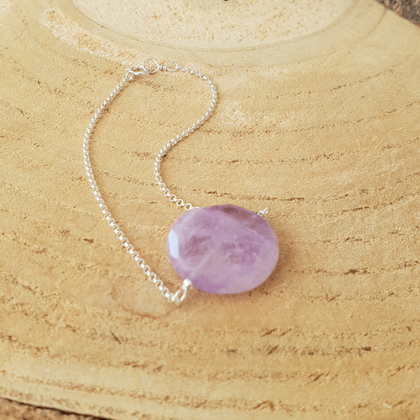 Art-Ajoure 925 Sterling zilver armband met Amethyst.